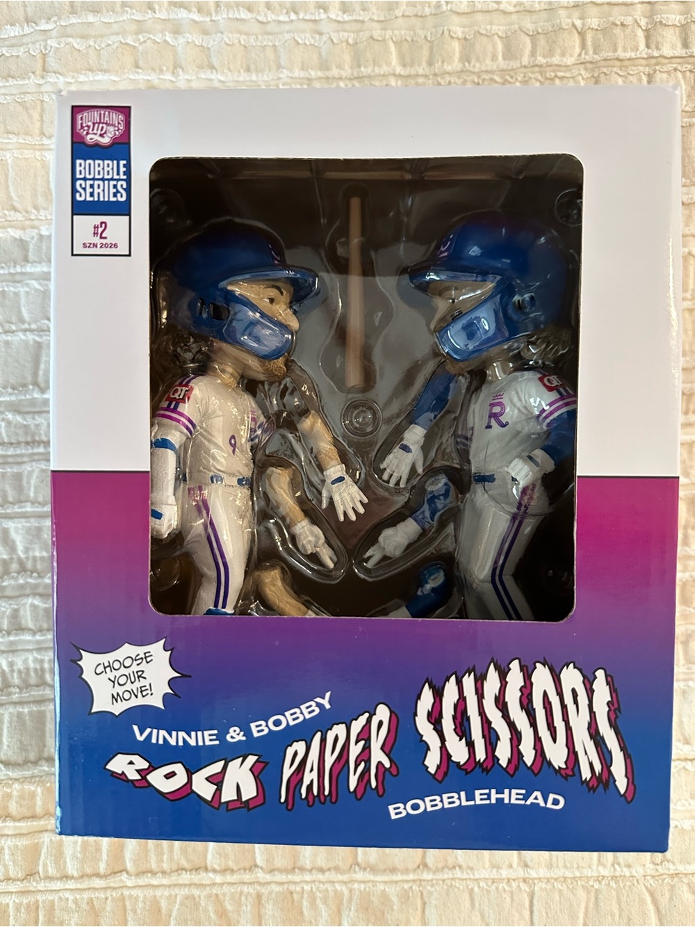 Vinnie & Bobby Rock Paper Scissors Bobblehead Set - Blue & White